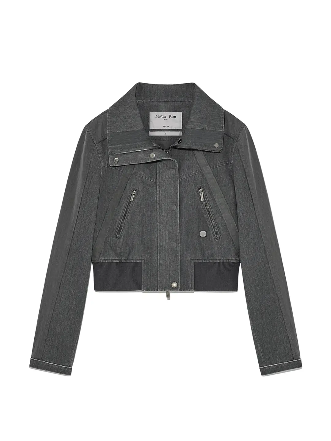 COLOR MIXED SLIM BOMBER JUMPER IN CHARCOAL