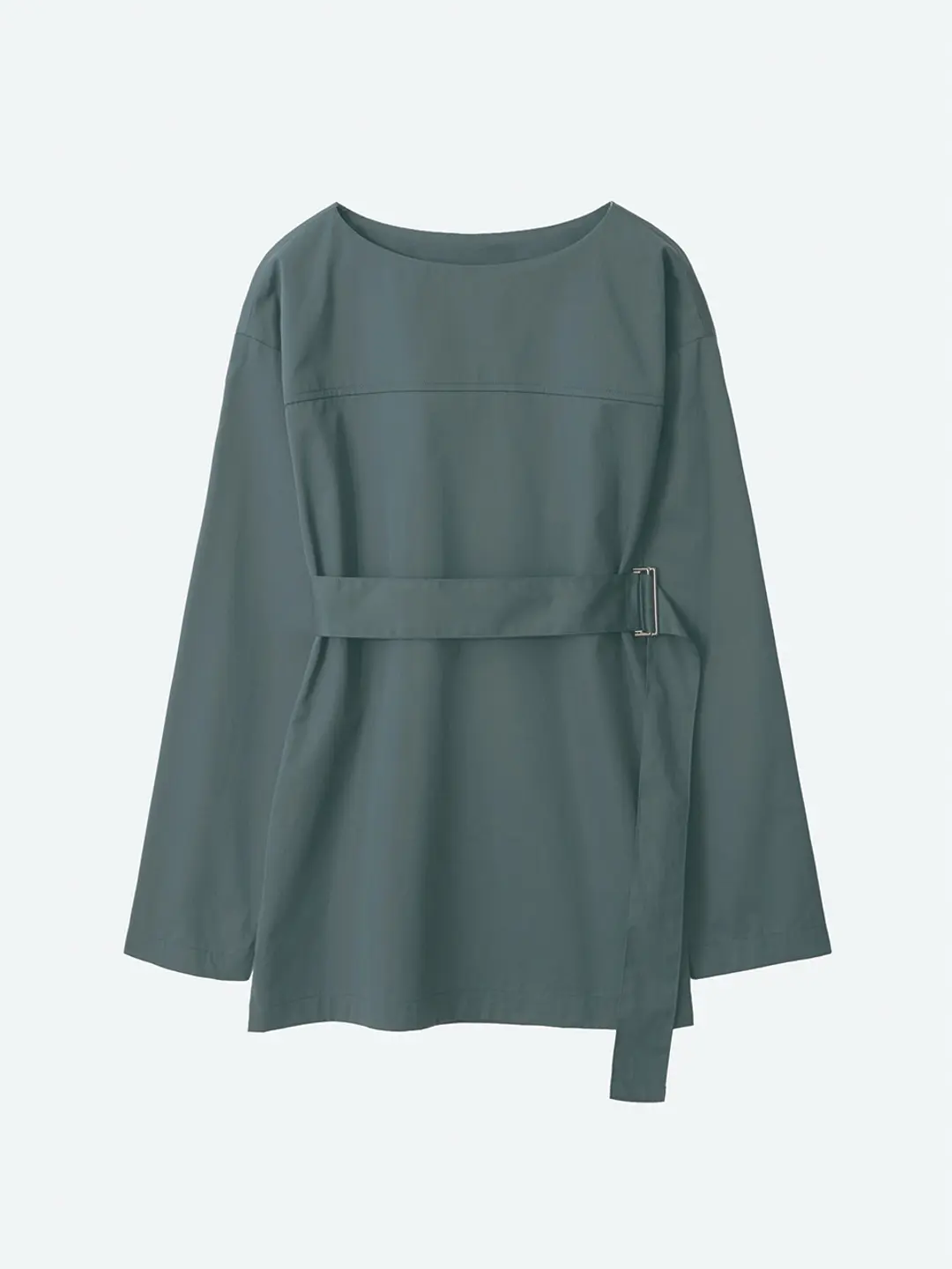 belted blouse_deep green