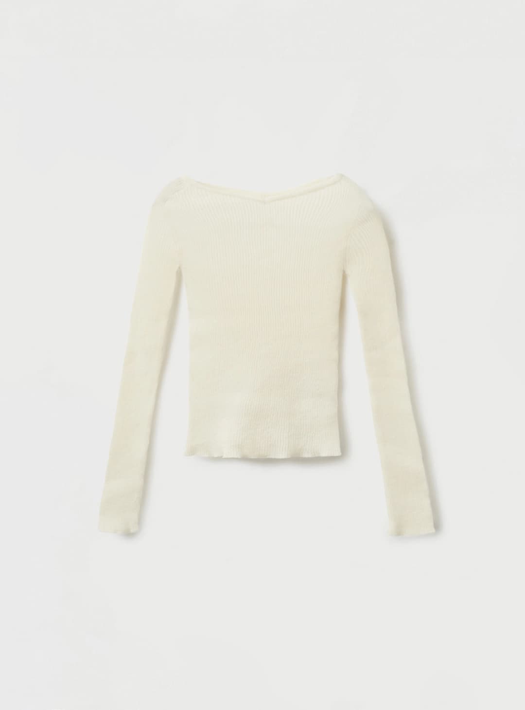 [2ND] RIBBED V-NECK PULLOVER - CREAM BEIGE