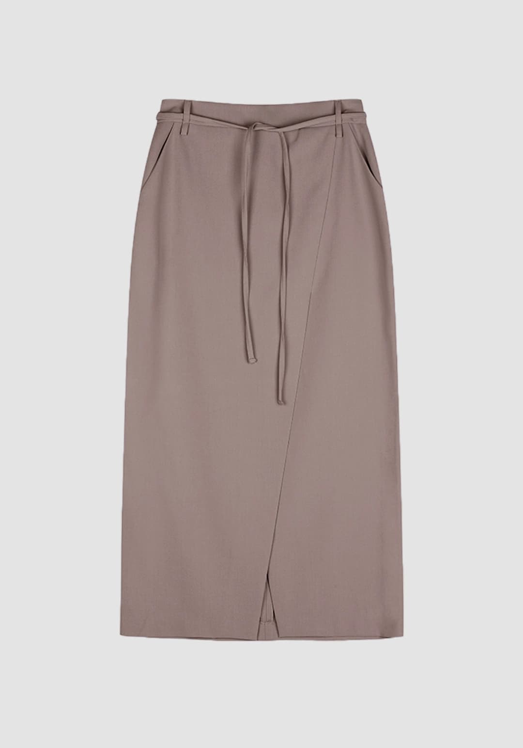 DOUBLE BELTED WRAP SKIRT_PURPLE GRAY