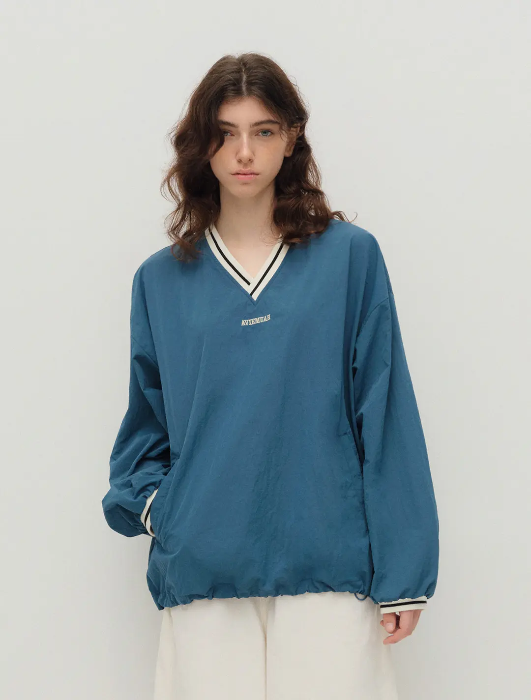 브이넥 오버사이즈 풀오버 윈드브레이커 (그린)