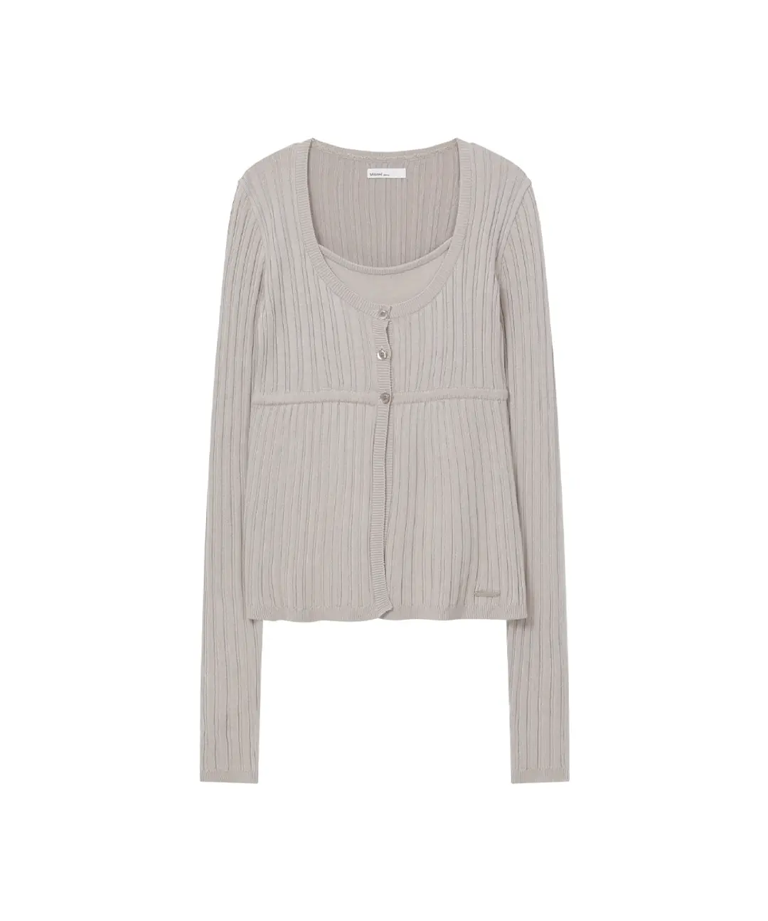 Ribbed layered cardigan knit SAND BEIGE