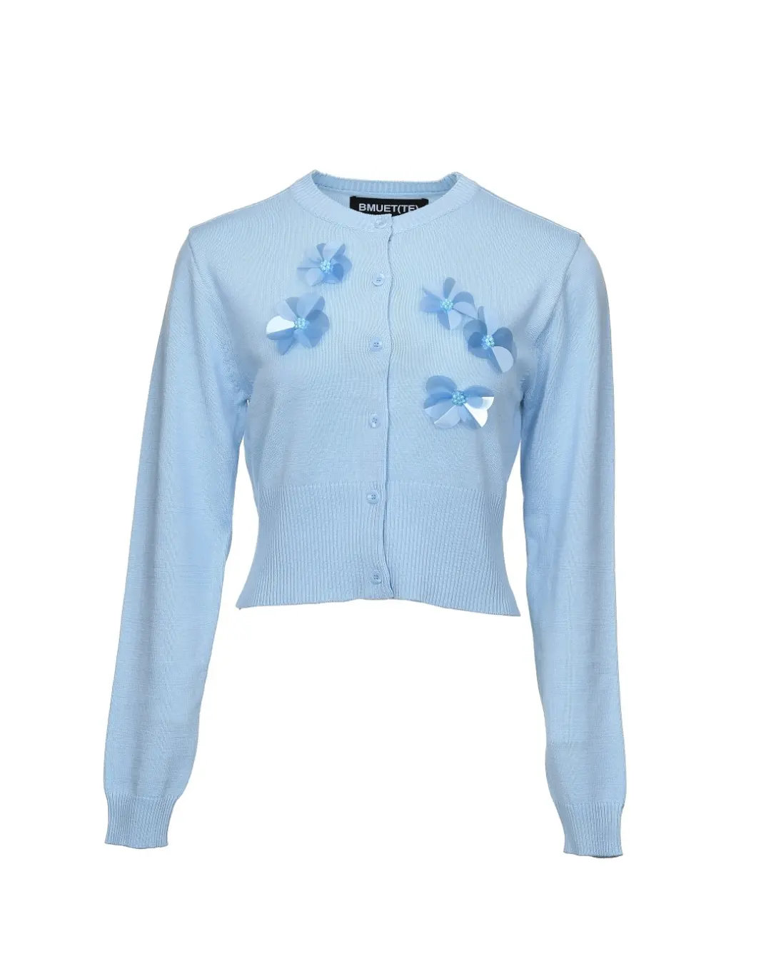 플라워 비즈 코사지 장식 니트 가디건