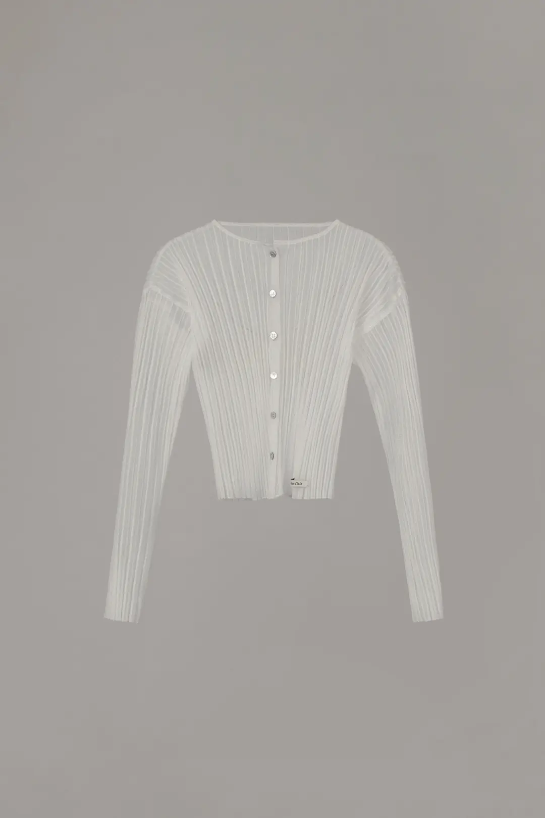 SHEER GLOSSY RIBBED CARDIGAN_WHITE