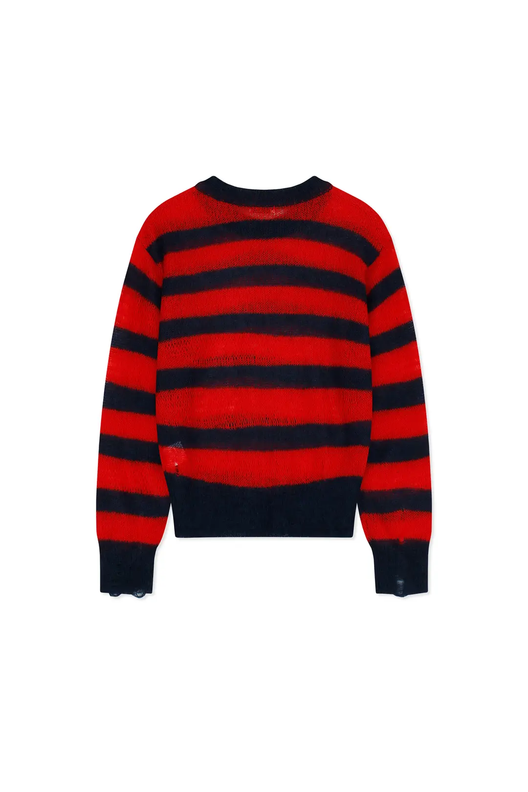 디스트레스드 스트라이프 모헤어 스웨터 (레드)