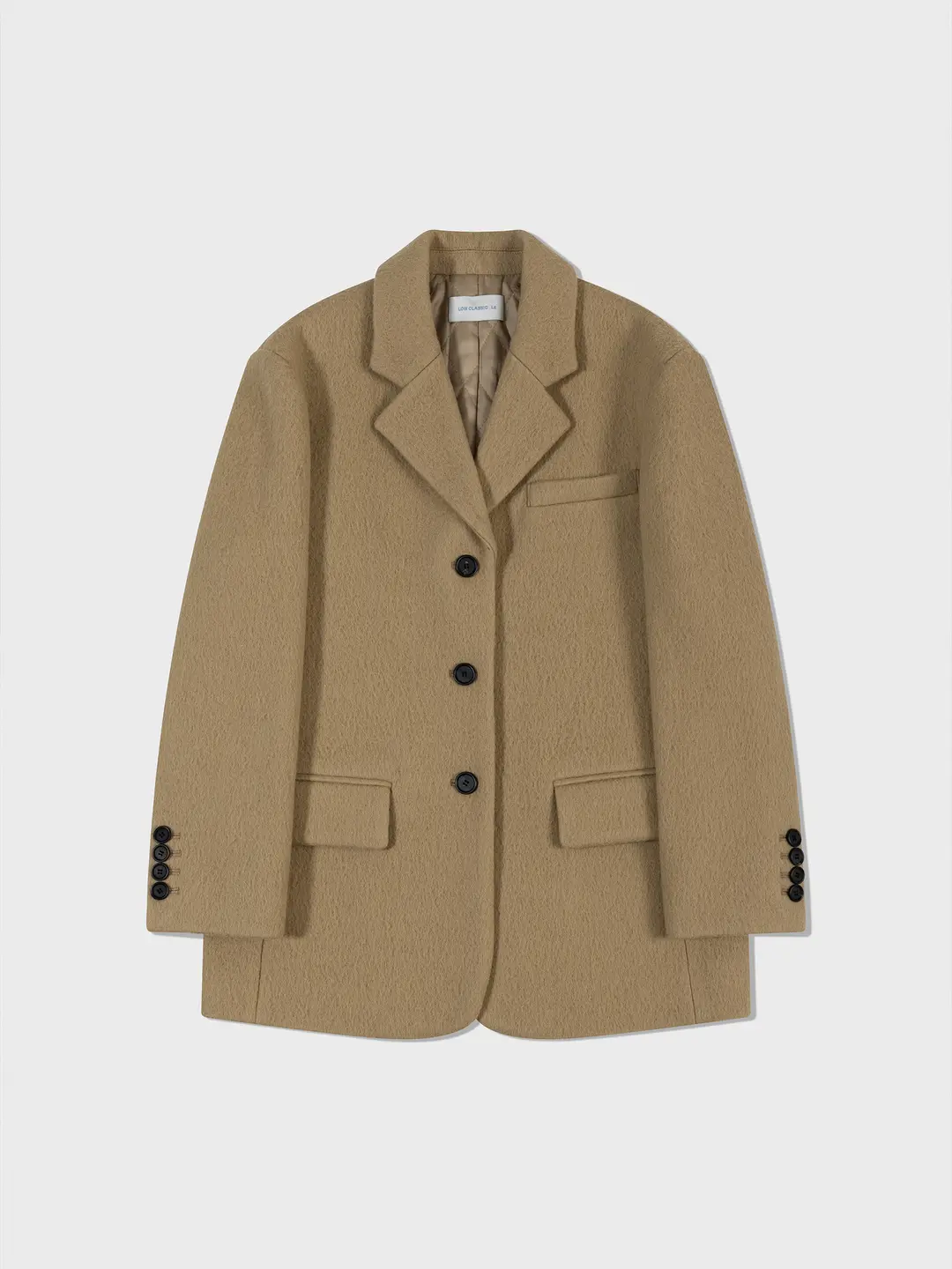 Fine Alpaca Wool Blazer Coat_Camel