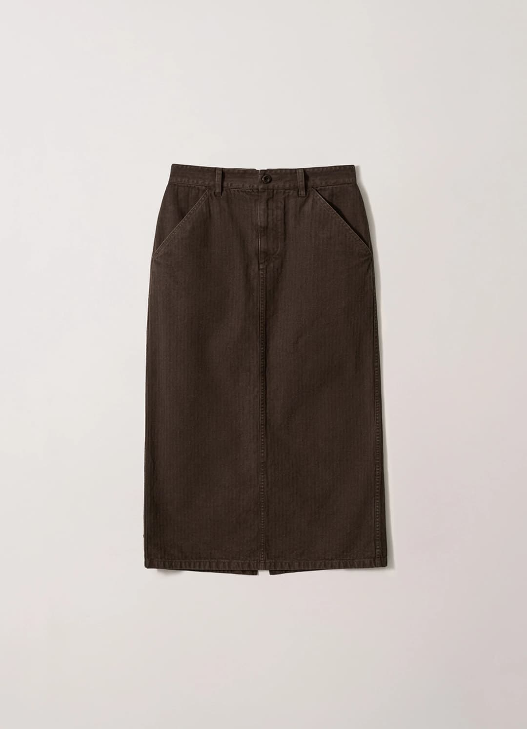 Herringbone Garment Dyed Skirt (Brown)