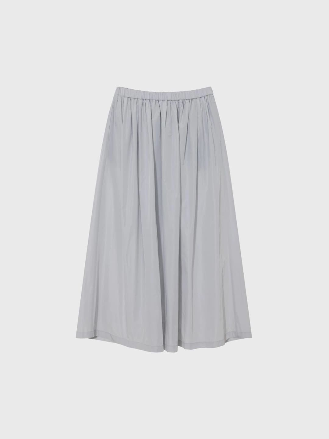 Silky shirring long skirt (gray / beige / black)