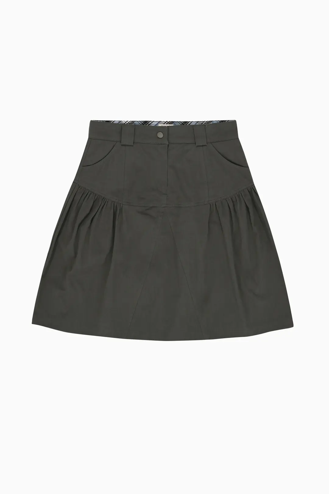 LOW SHIRRING MIDI SKIRT, KHAKI