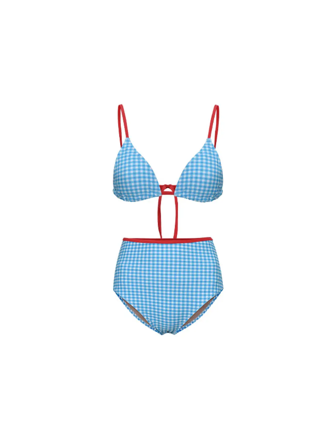 24 Becky Bikini Set - Blue Check / Red