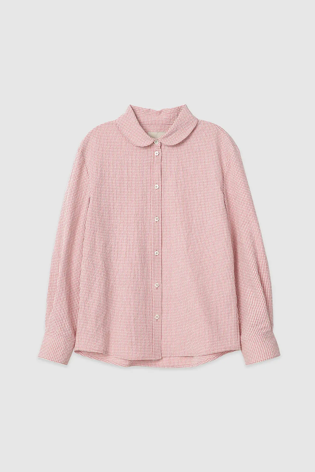 알스 라운드 카라 깅엄 체크 셔츠 (Pink check)