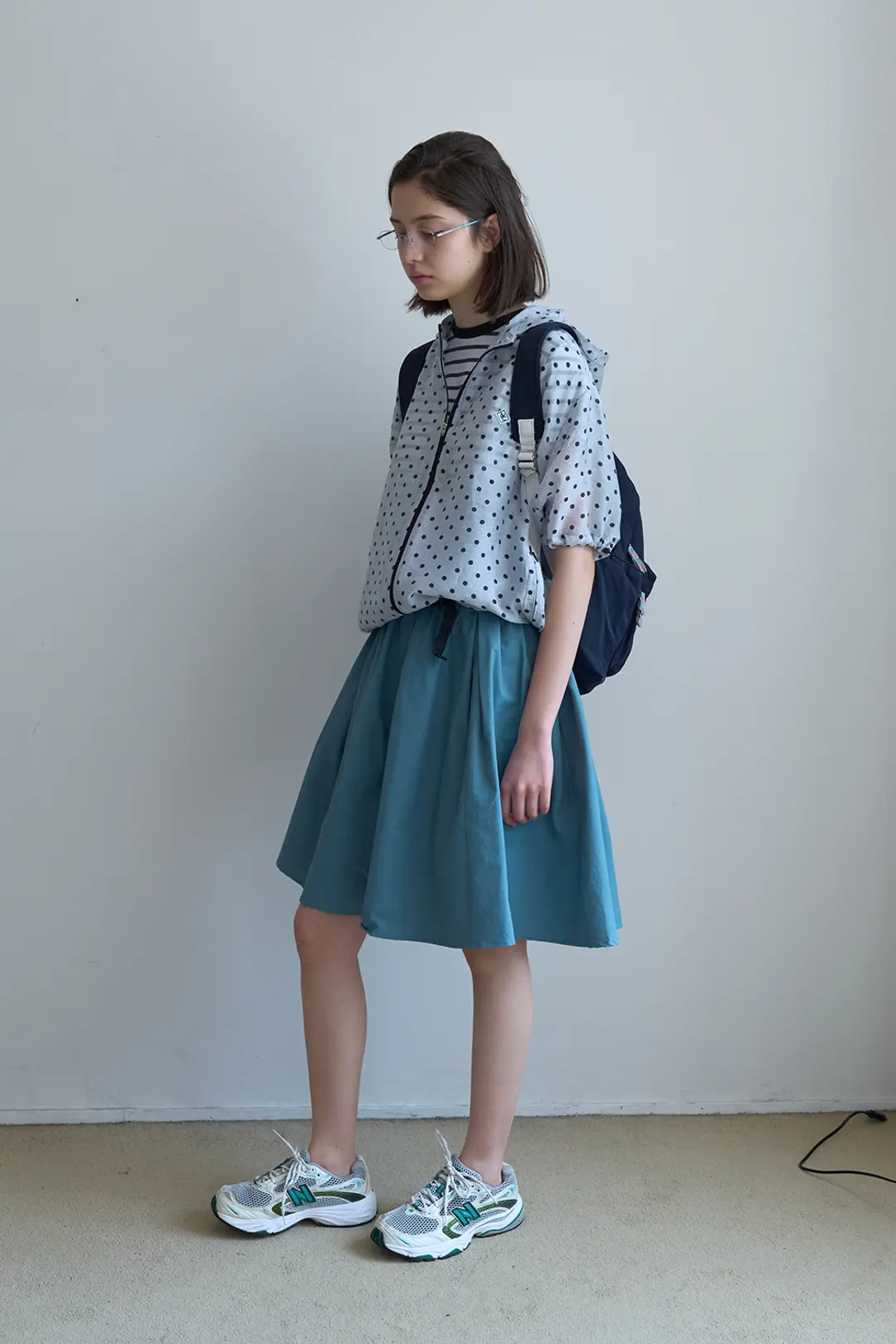 75. Belt midi skirt _ Blue green