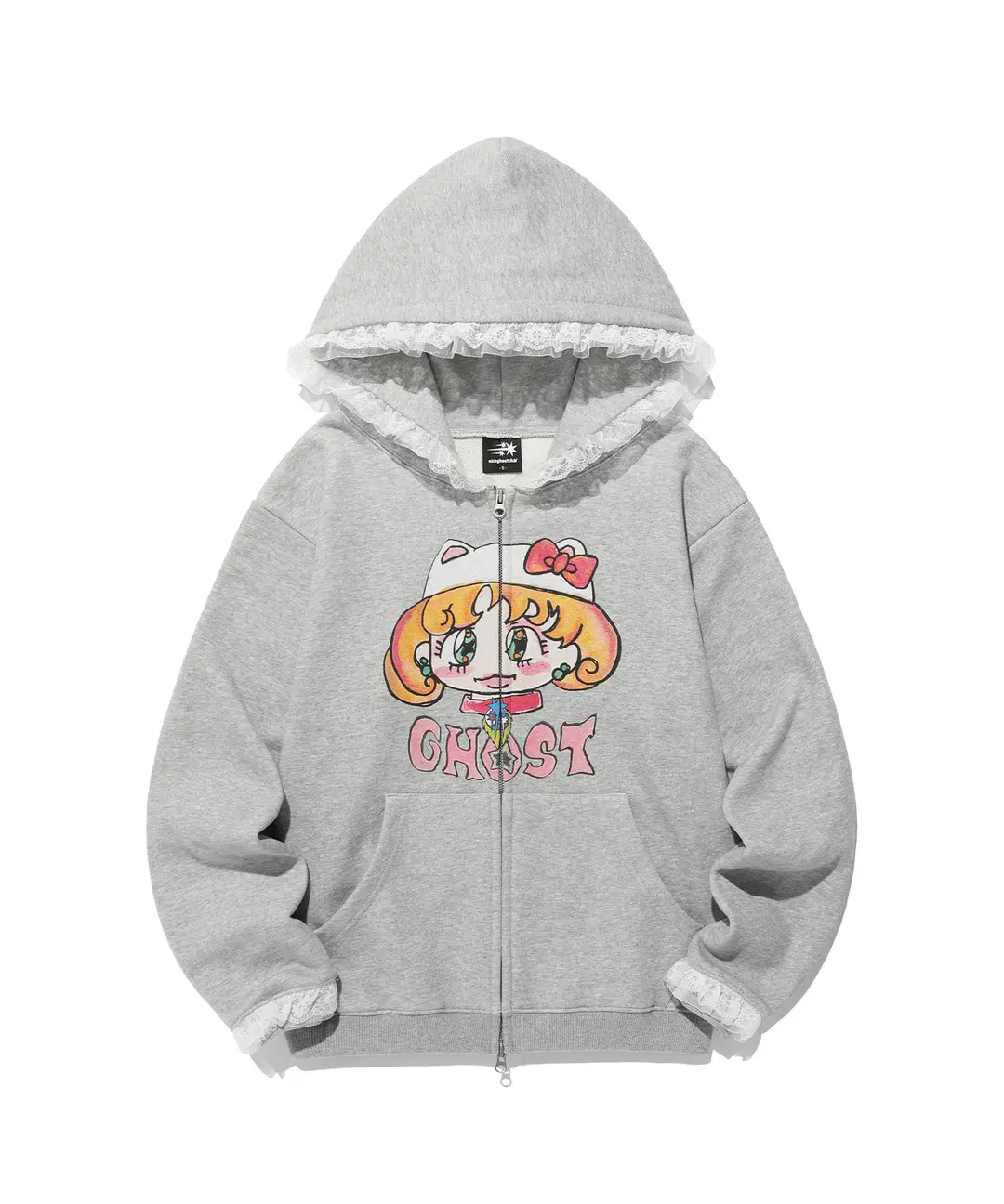[x soulpusssy cat]ghostsoulgirl cat hoodie zip up[grey]