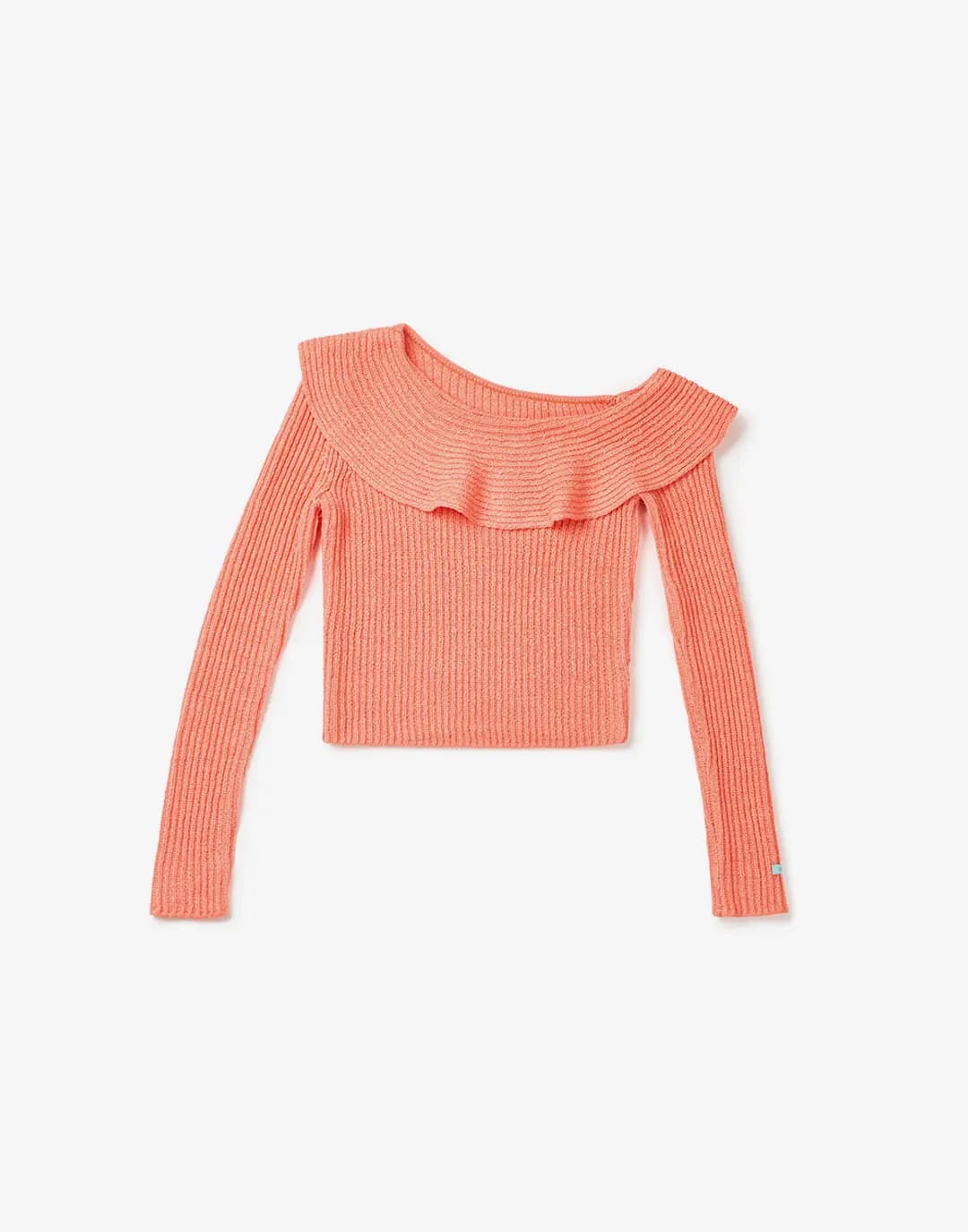 프릴 오프숄더 니트 - 살몬