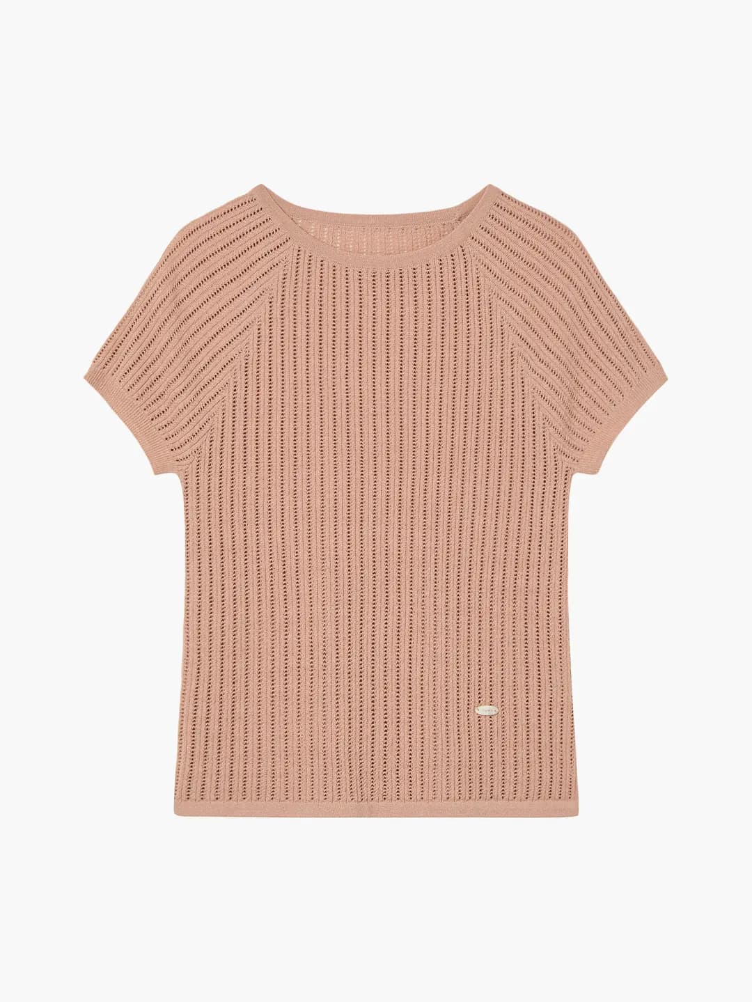 [1st Re-order] Rayon Blend Fitted Short-Sleeved Sweater, Peach