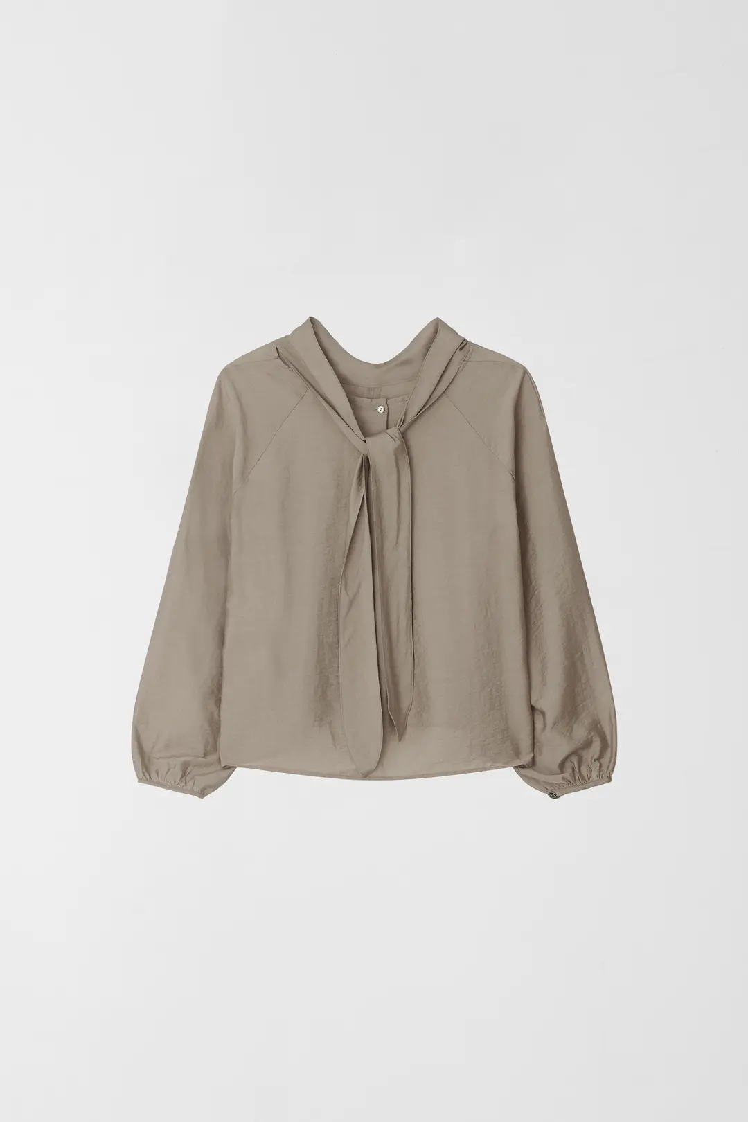 HIGH NECK TIE BLOUSE_TAUPE BROWN_OD3C2MBL91TUB