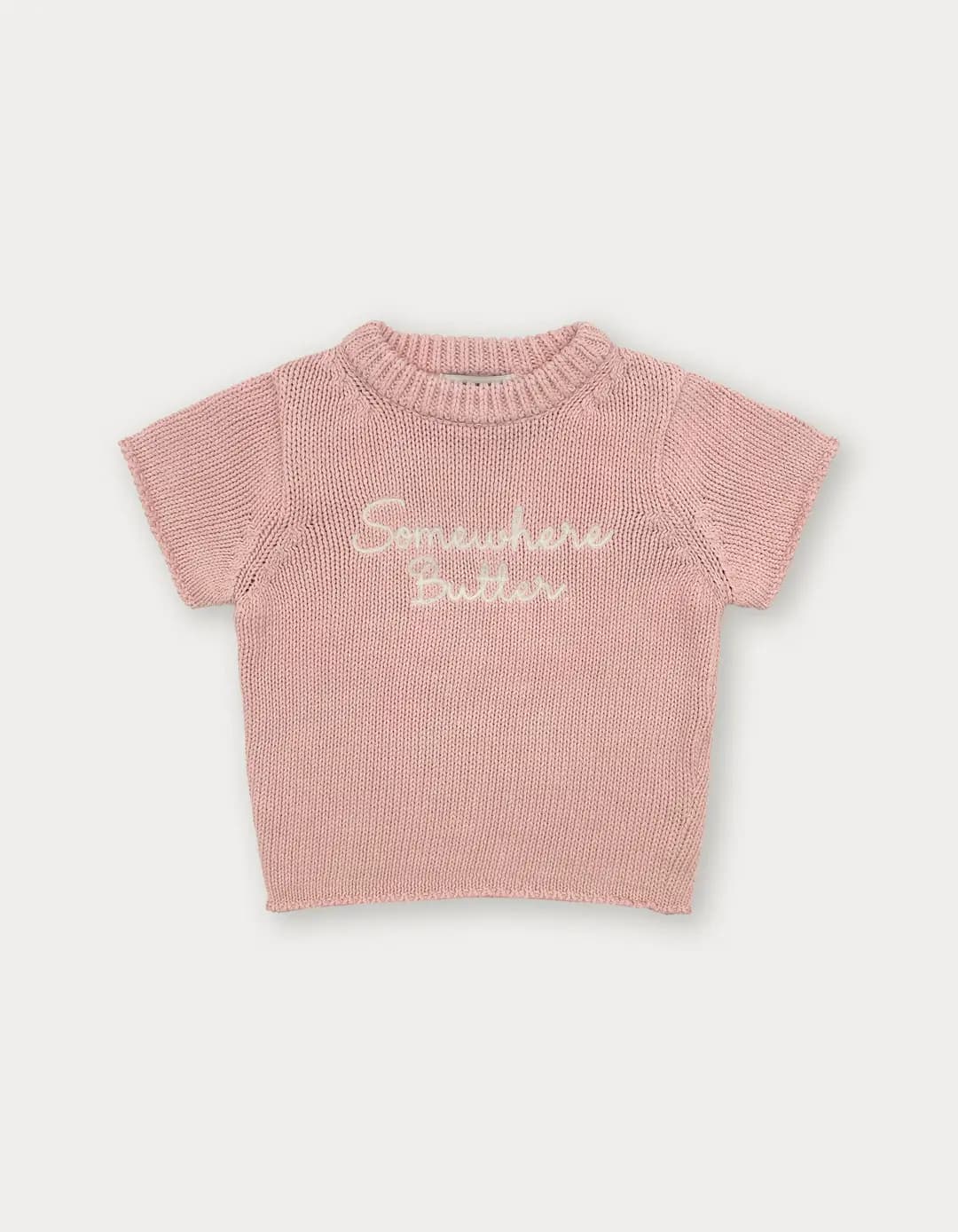 Cotton Letter Half Knit - Pink