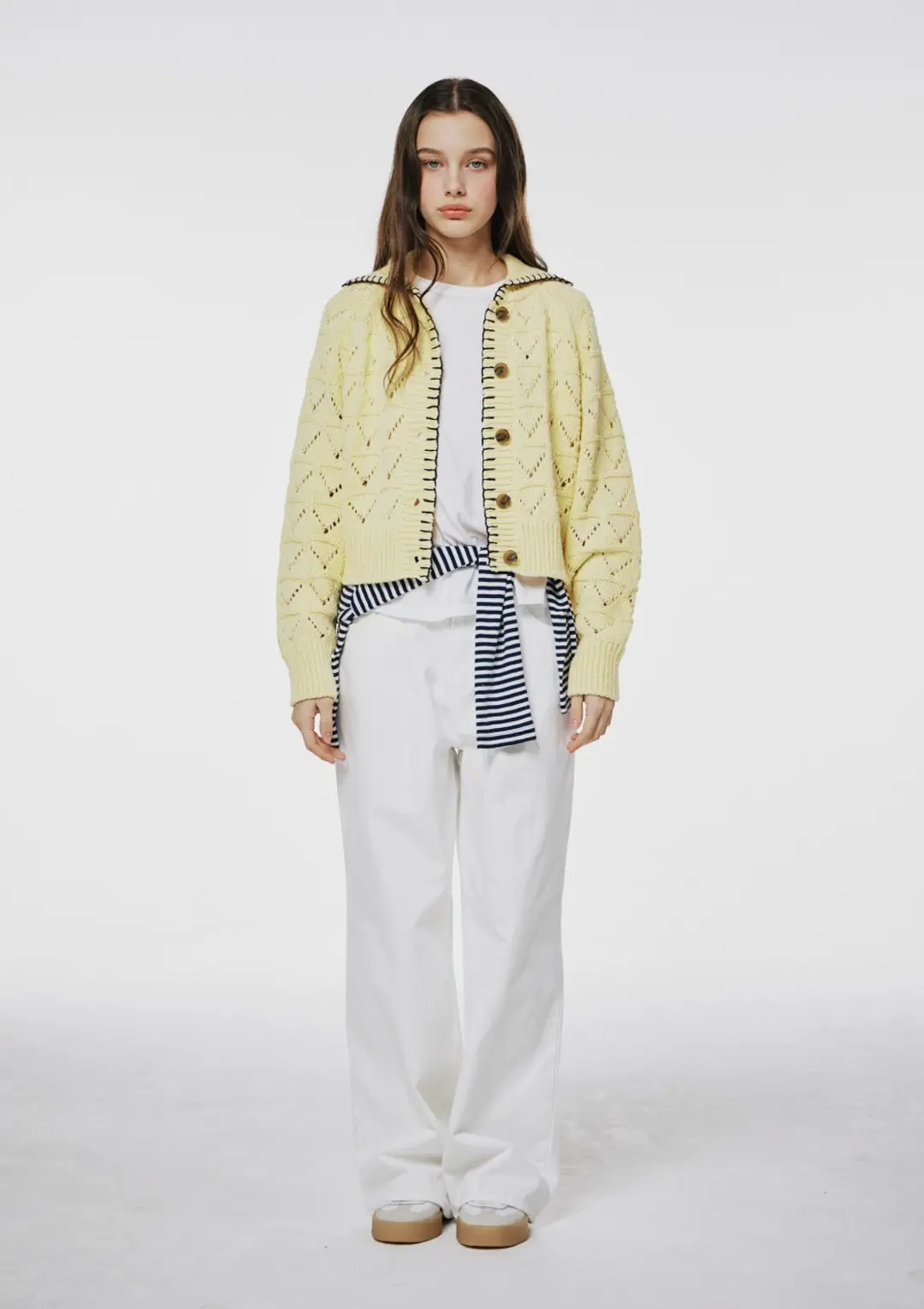 Hand Stitch Cardigan Lemon