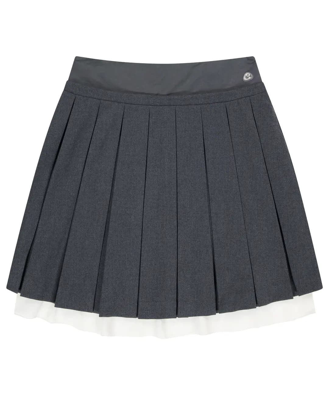 DOUBLE WAISTED PLEATS SKIRT GREY