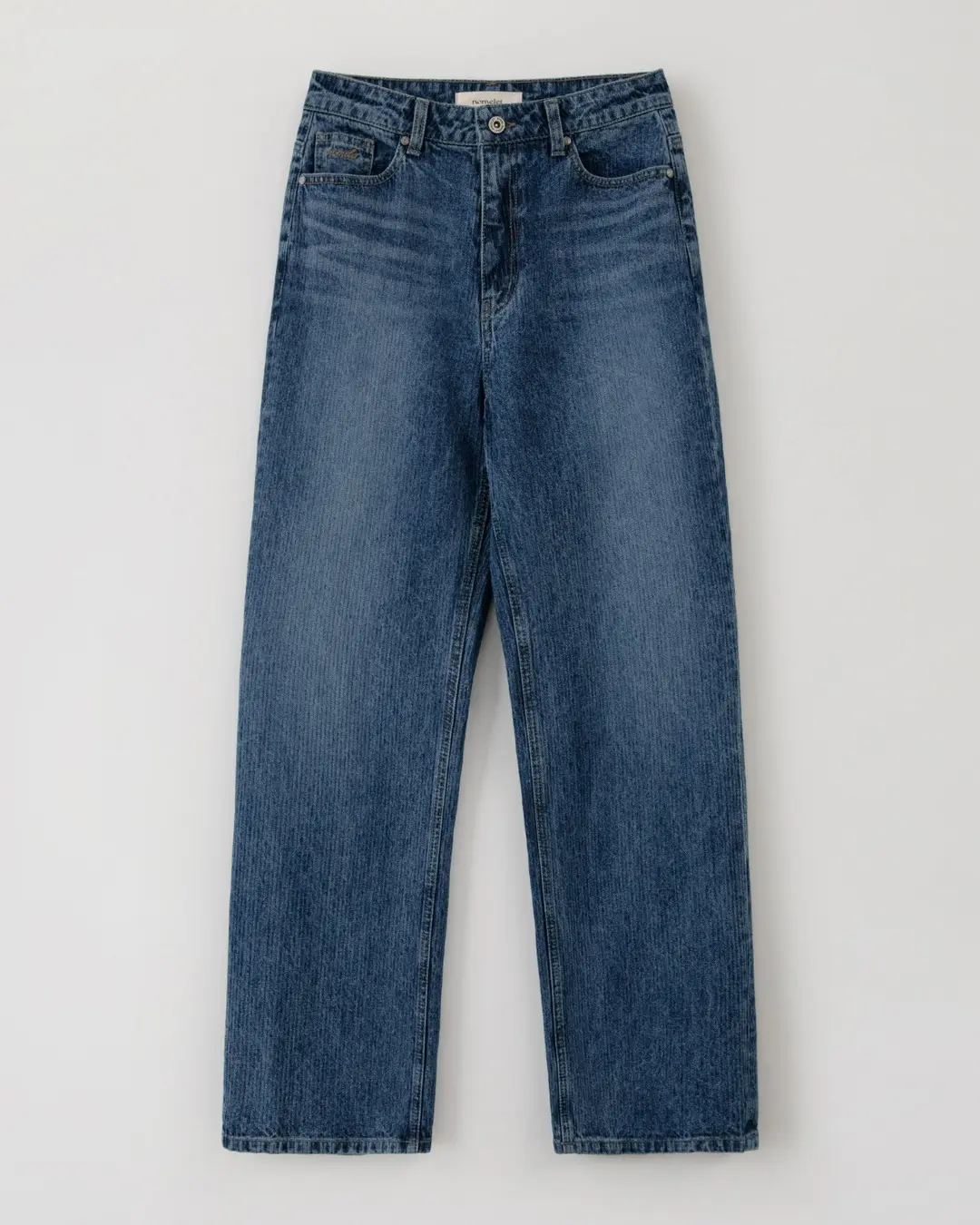 Hailey 헤일리 와이드 데님 - stripe mid blue