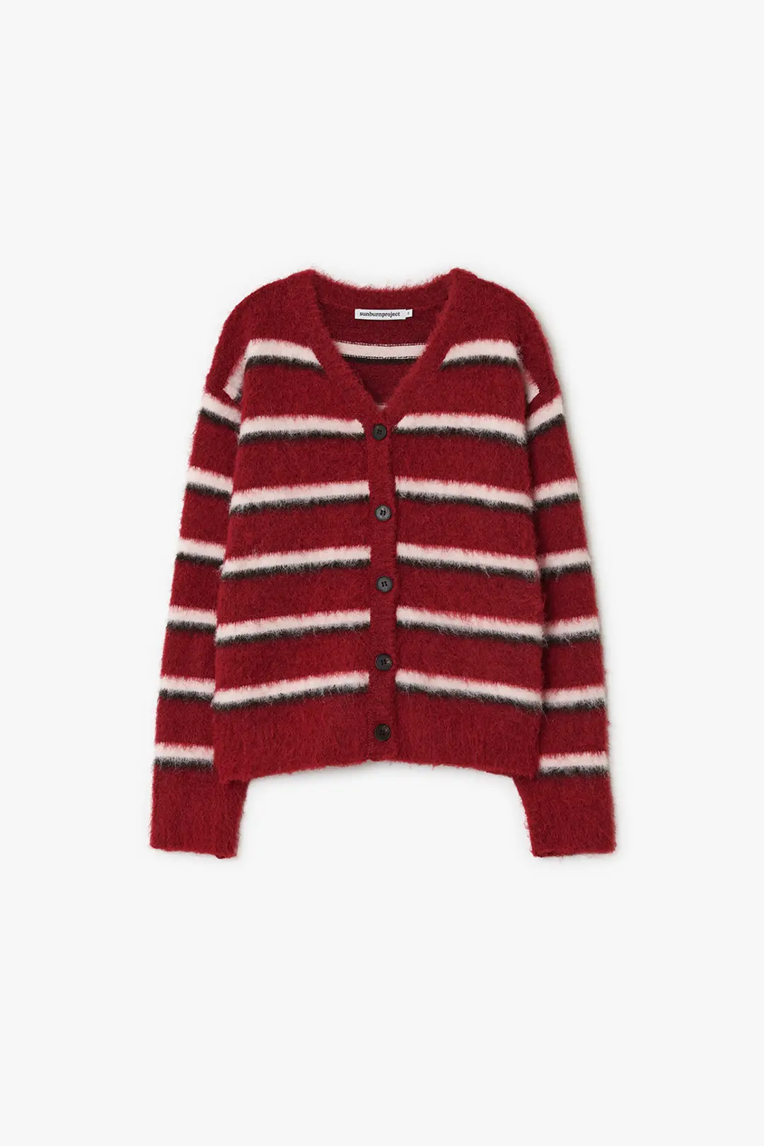 HAIRY OVERFIT CARDIGAN, BURGUNDY