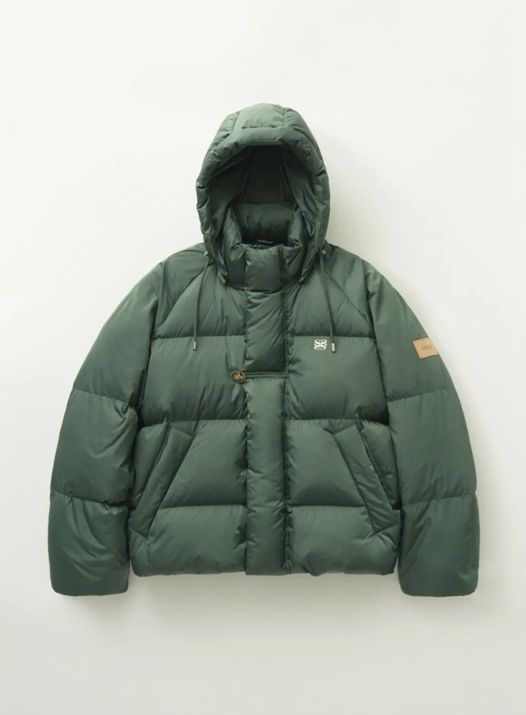 Detachable Hood Duck Down Padding - Green