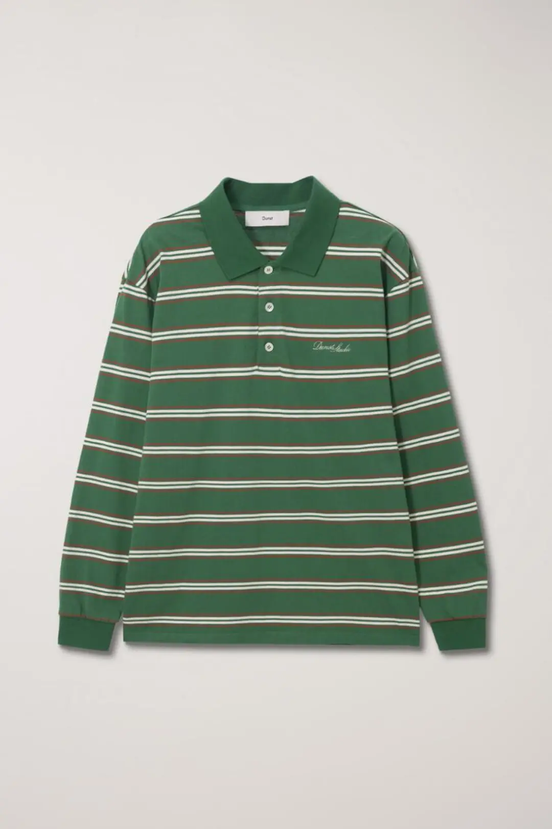UNISEX MULTI STRIPE COLLARED T-SHIRT GREEN STRIPE