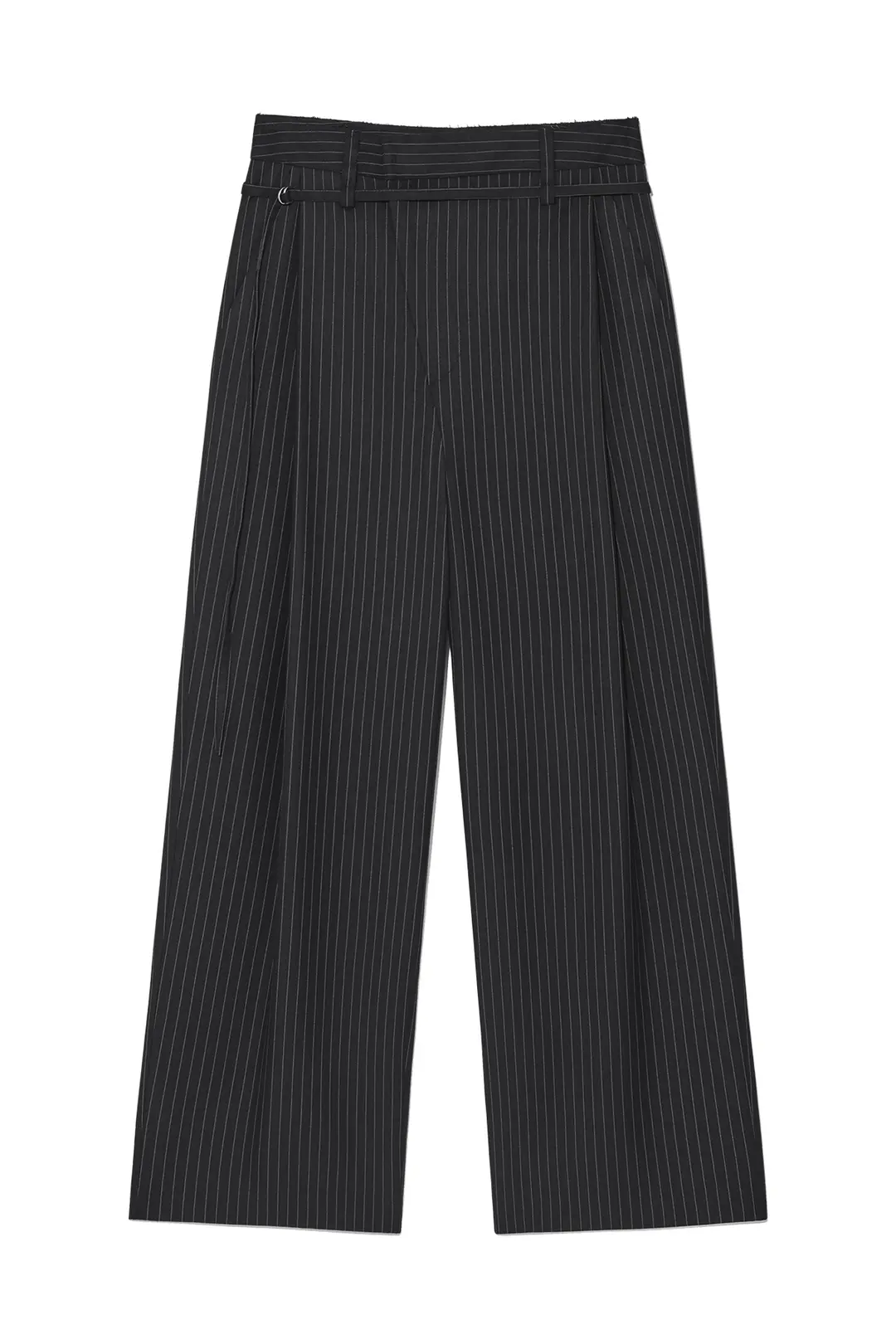 TUCK POINT STRIPE TROUSER IN CHARCOAL