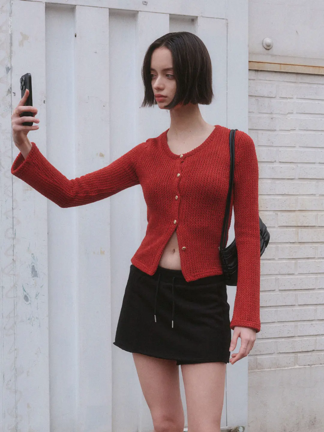 JULY U-NECK CARDIGAN_RED