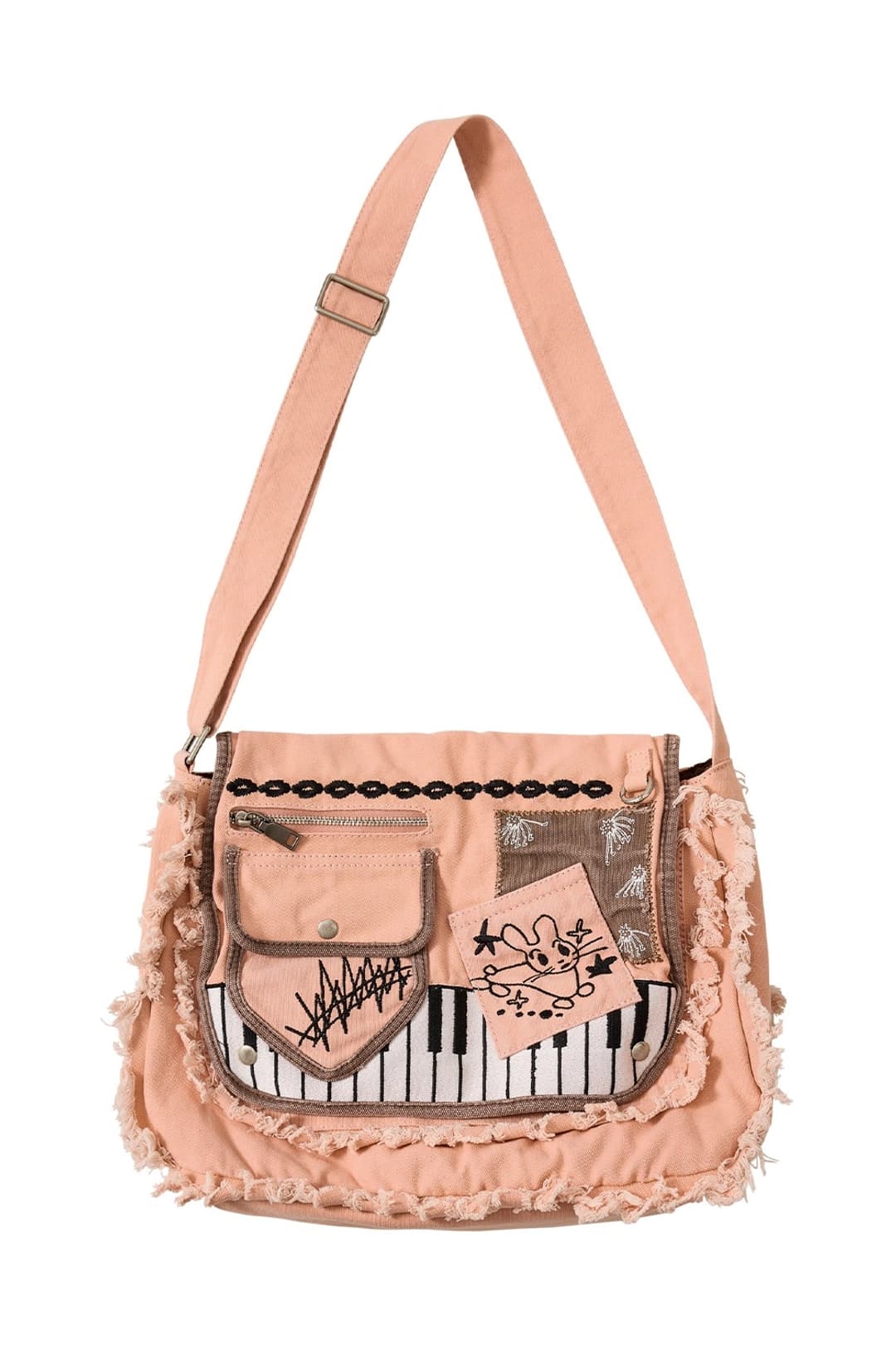 Damage Washed Cross Bag_Coral