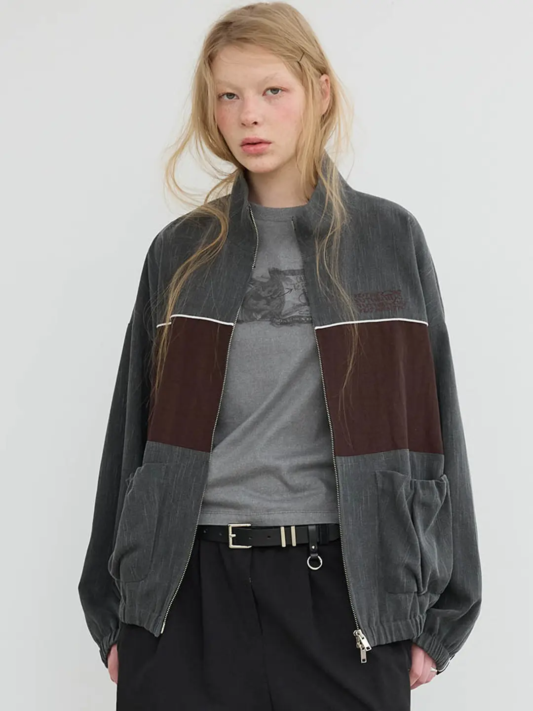 컬러 블록 루즈핏 라인 점퍼 AW5SM20113