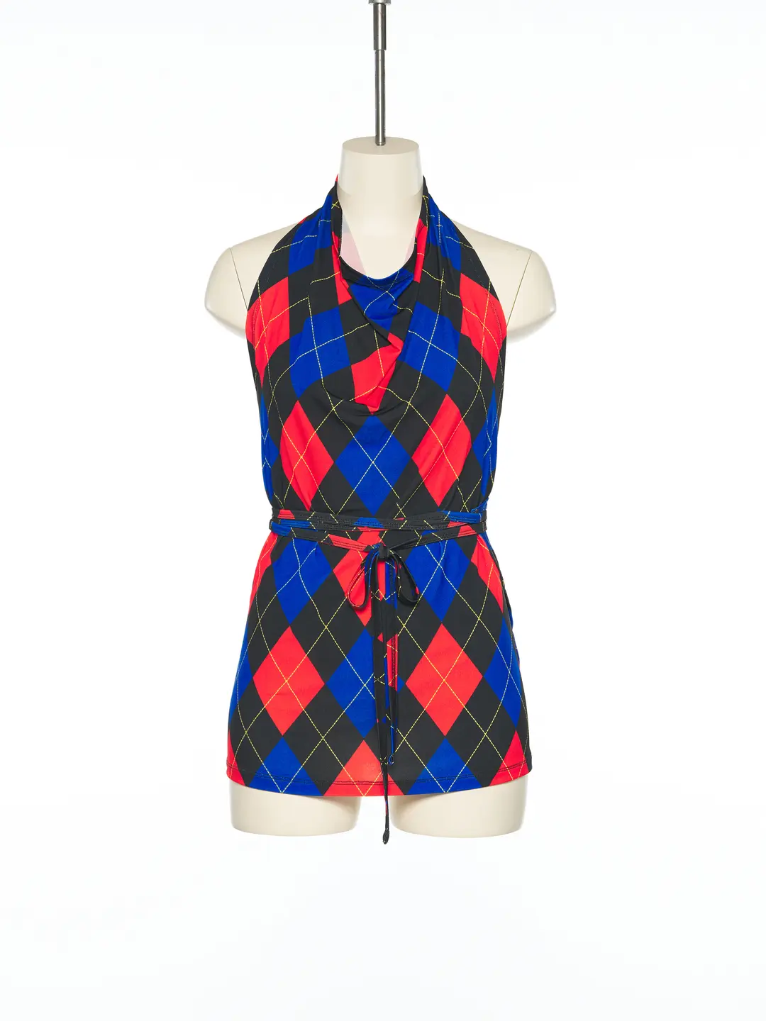 PS25 BLACK ARGYLE HALTER NECK TOP