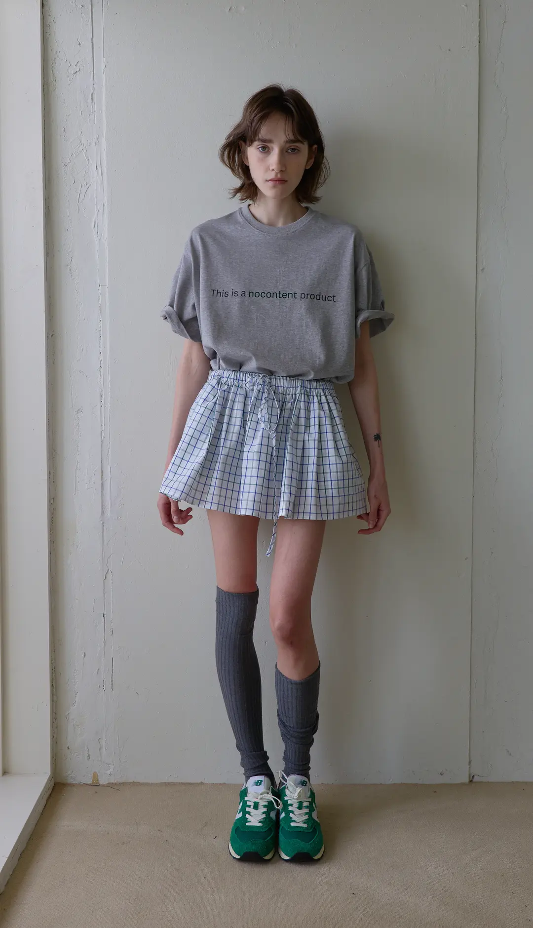 172. Layered Check Skirt _ White check