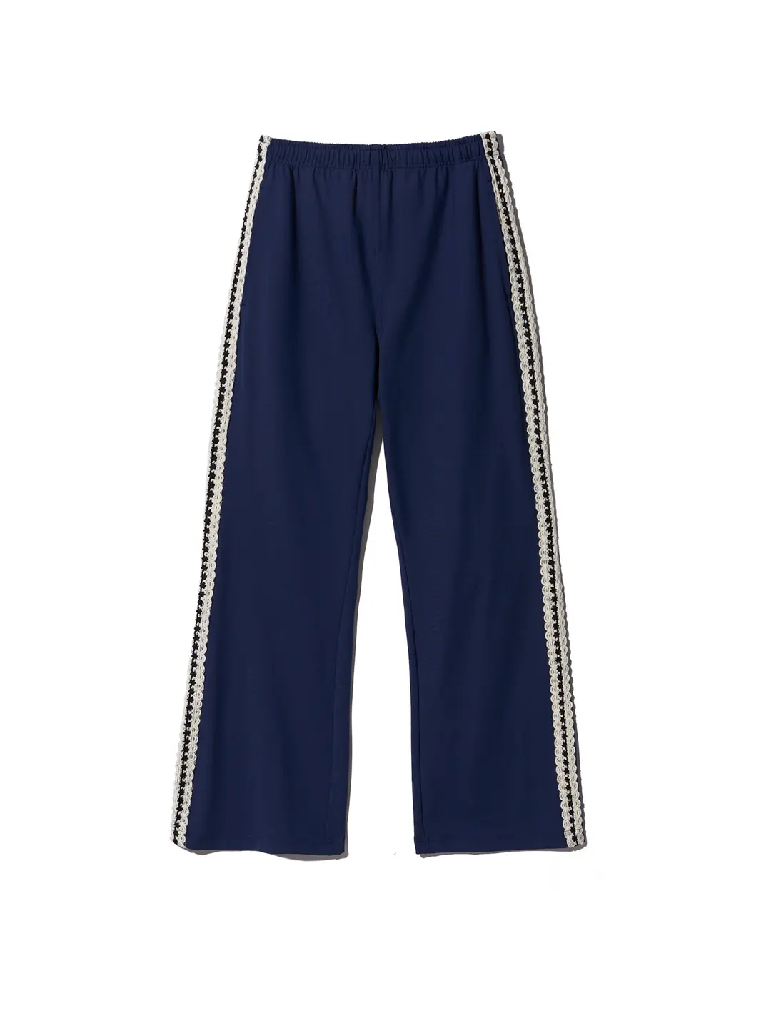 Lace Trim Track Pants - Navy