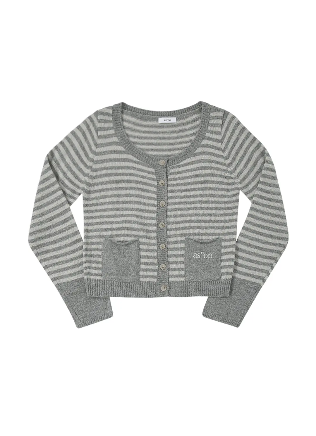 NUT POCKET CARDIGAN / STRIPE GRAY