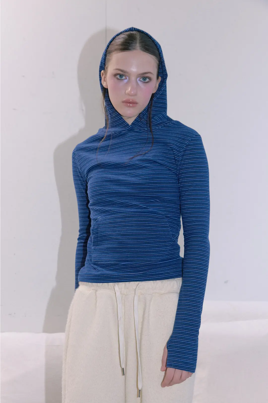 STRIPE HOODIE WARMER T (BLUE)