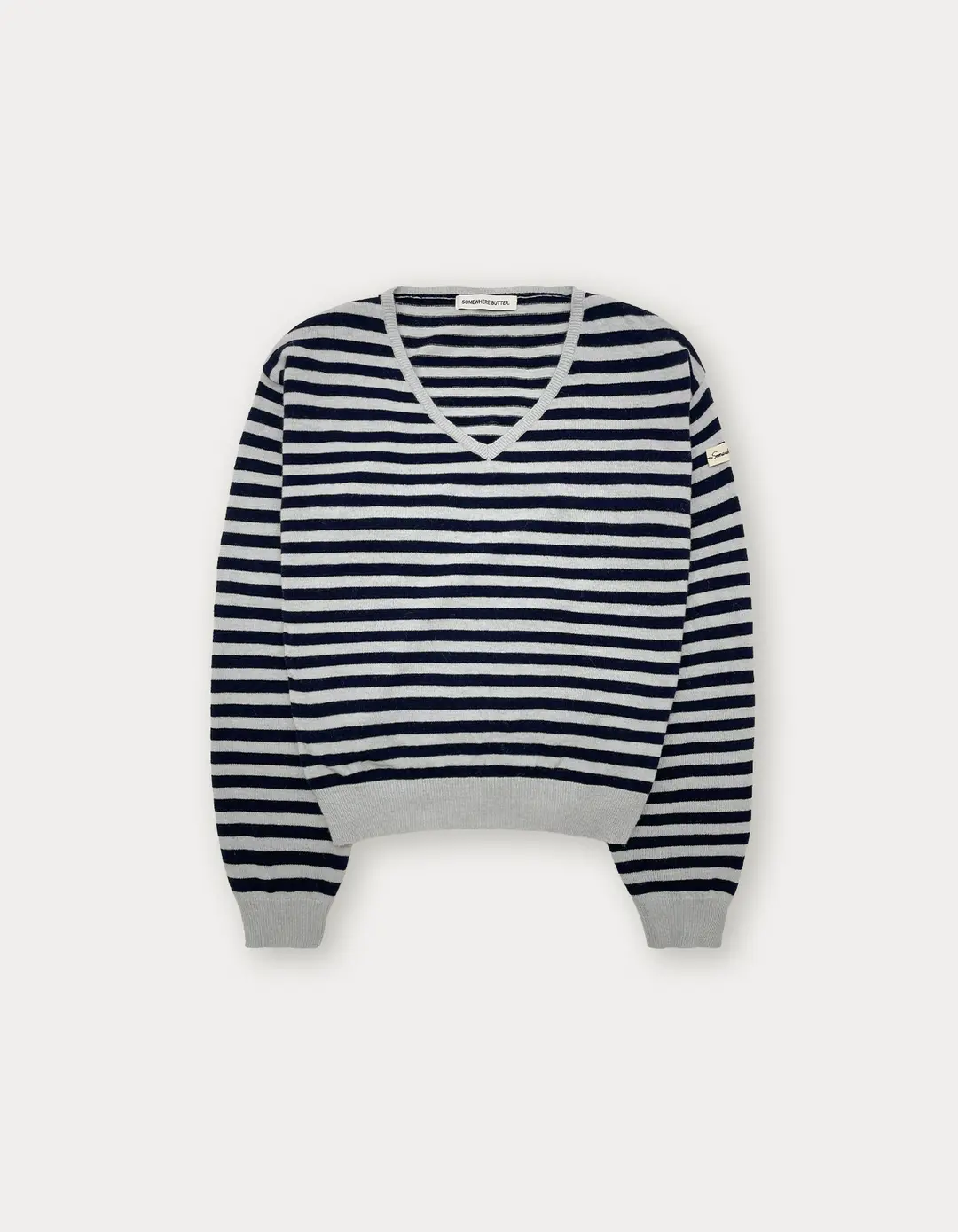 Pokey Stripe V-Neck Knit - Navy