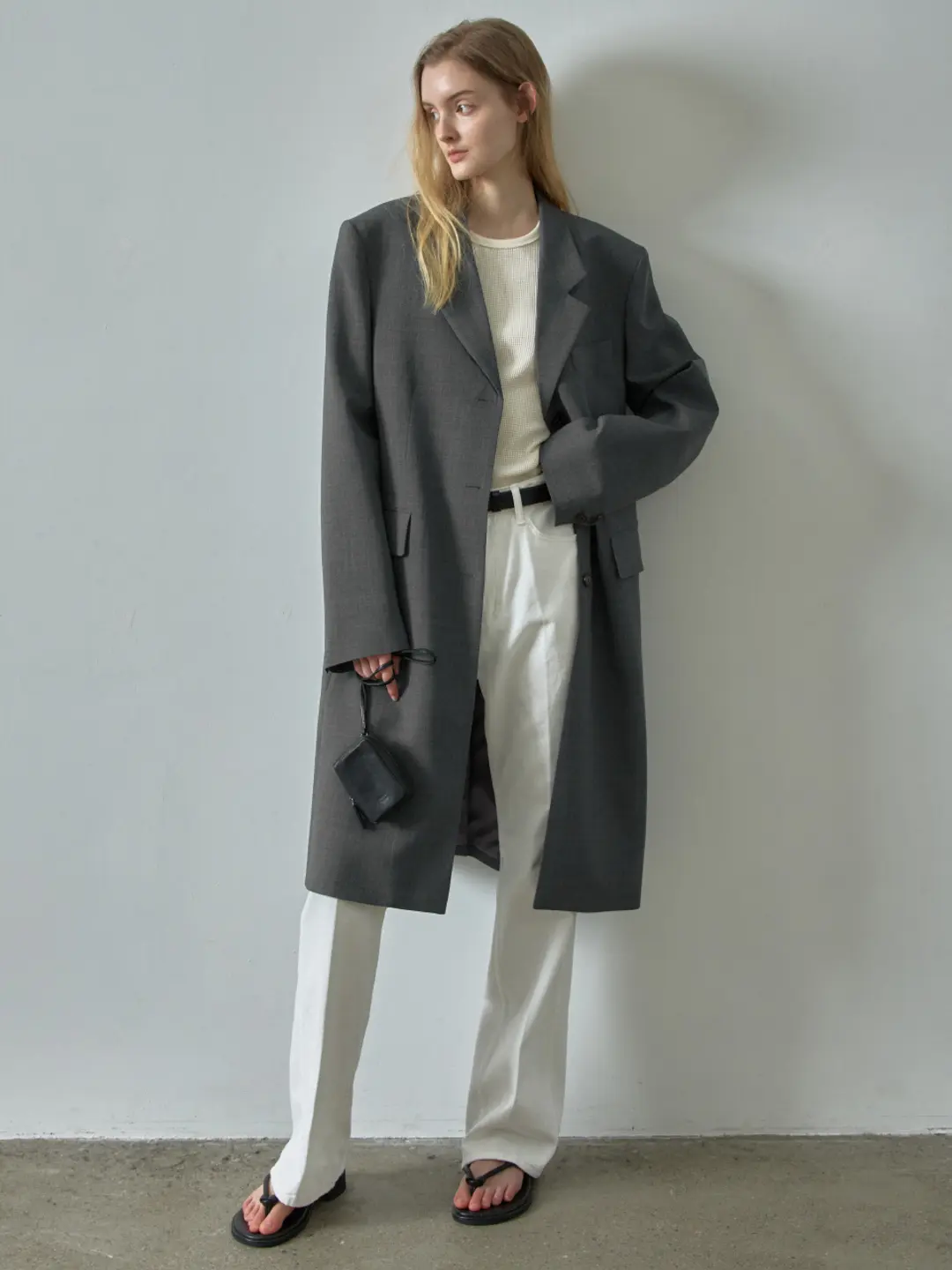 썸머울 미디 재킷_charcoal