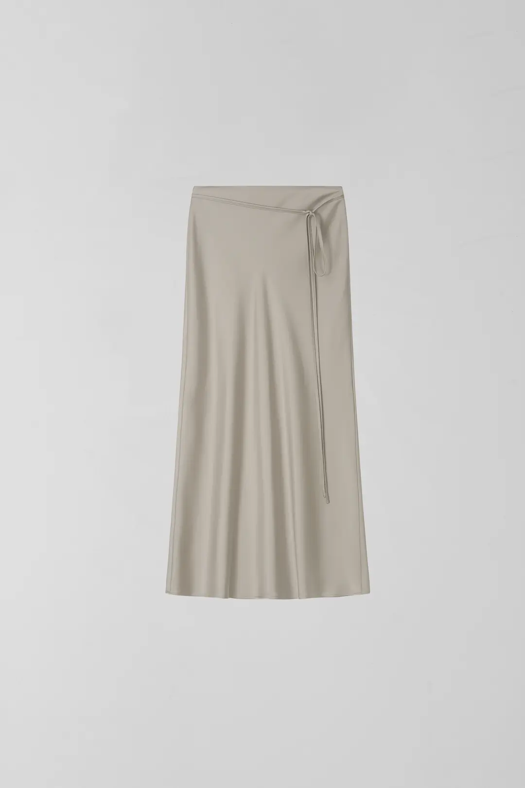 SATIN TIE MAXI SKIRT_ASH KHAKI_OE1C2MSK11ASK