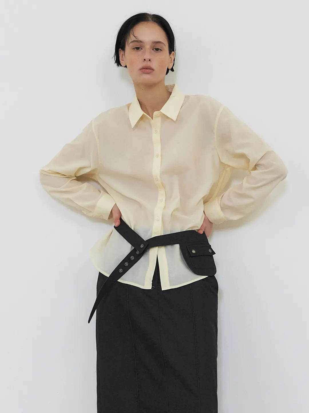 Flow Sheer Shirt, Light Yellow