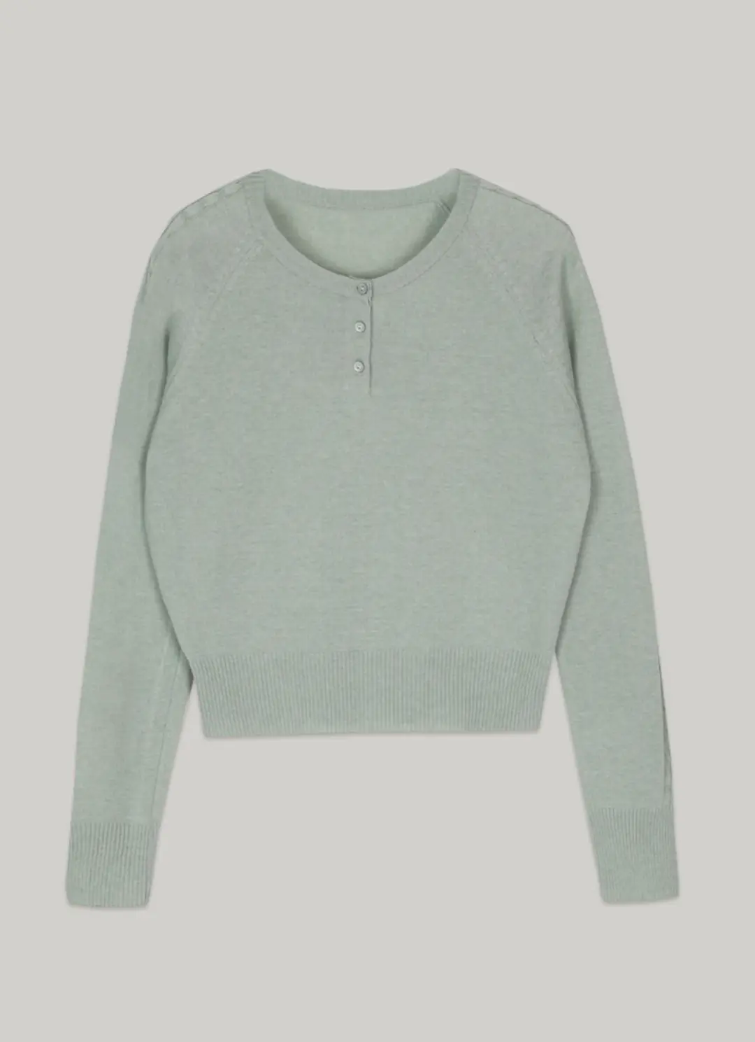 comos 1343 button detail round neck knit (mint)