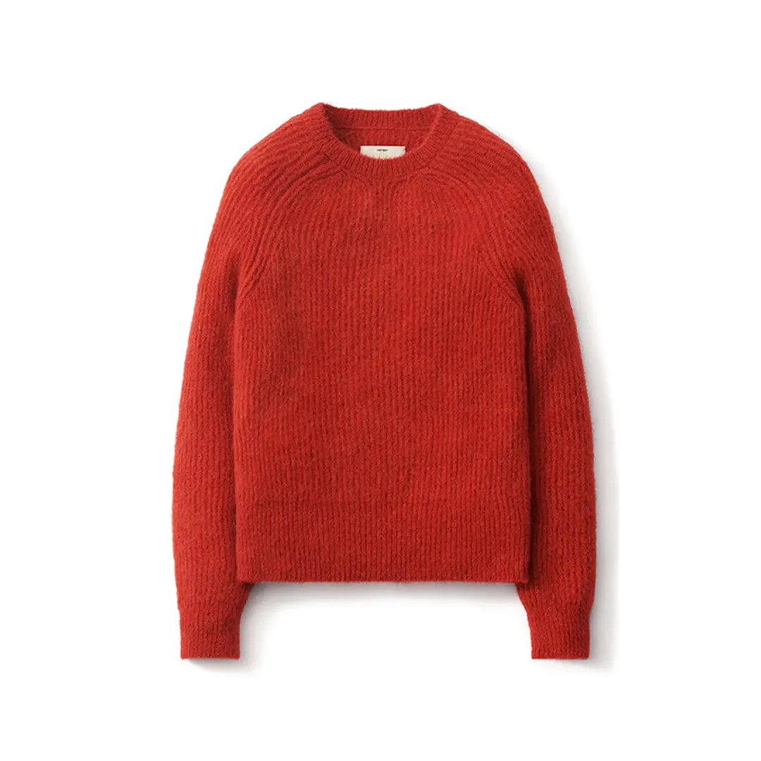 여성 키드 모헤어 컴포트 크루넥 니트_레드