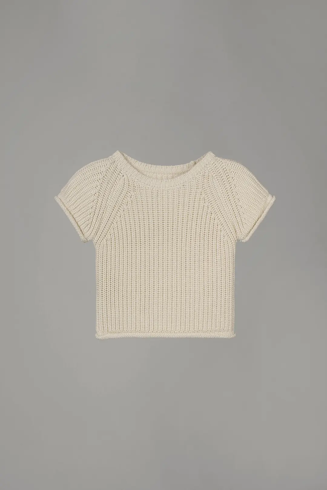 ROLLING CAP SLEEVE KNIT_CREAM