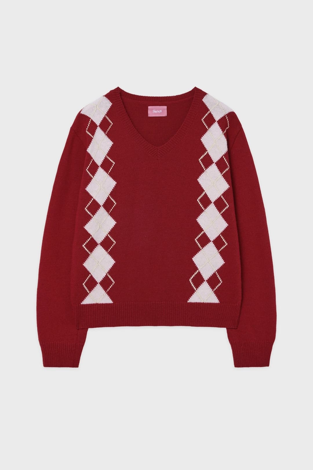 SN Twin Argyle V-neck Knit (Red)