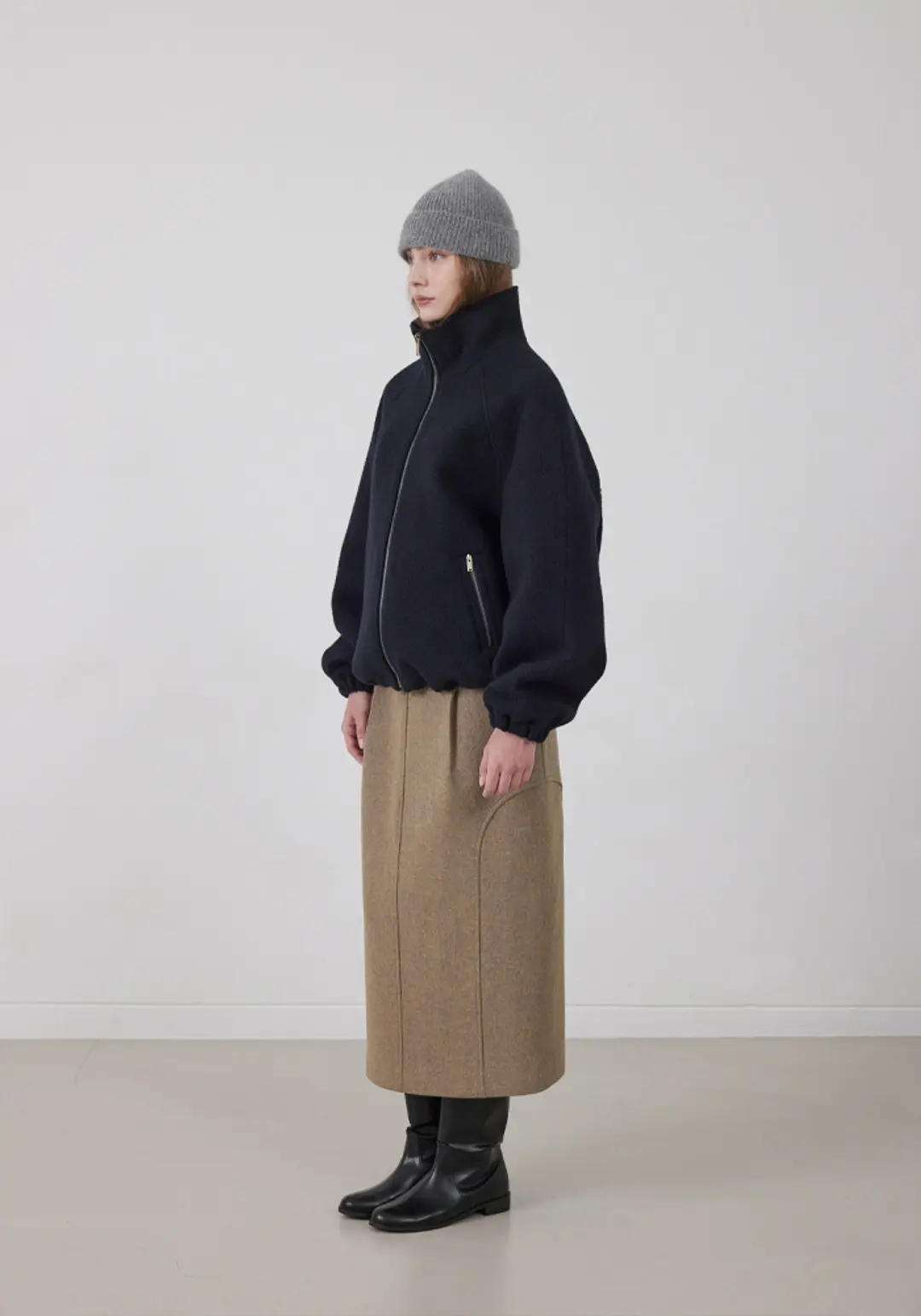 WOOL ROUND SKIRT_OLIVE