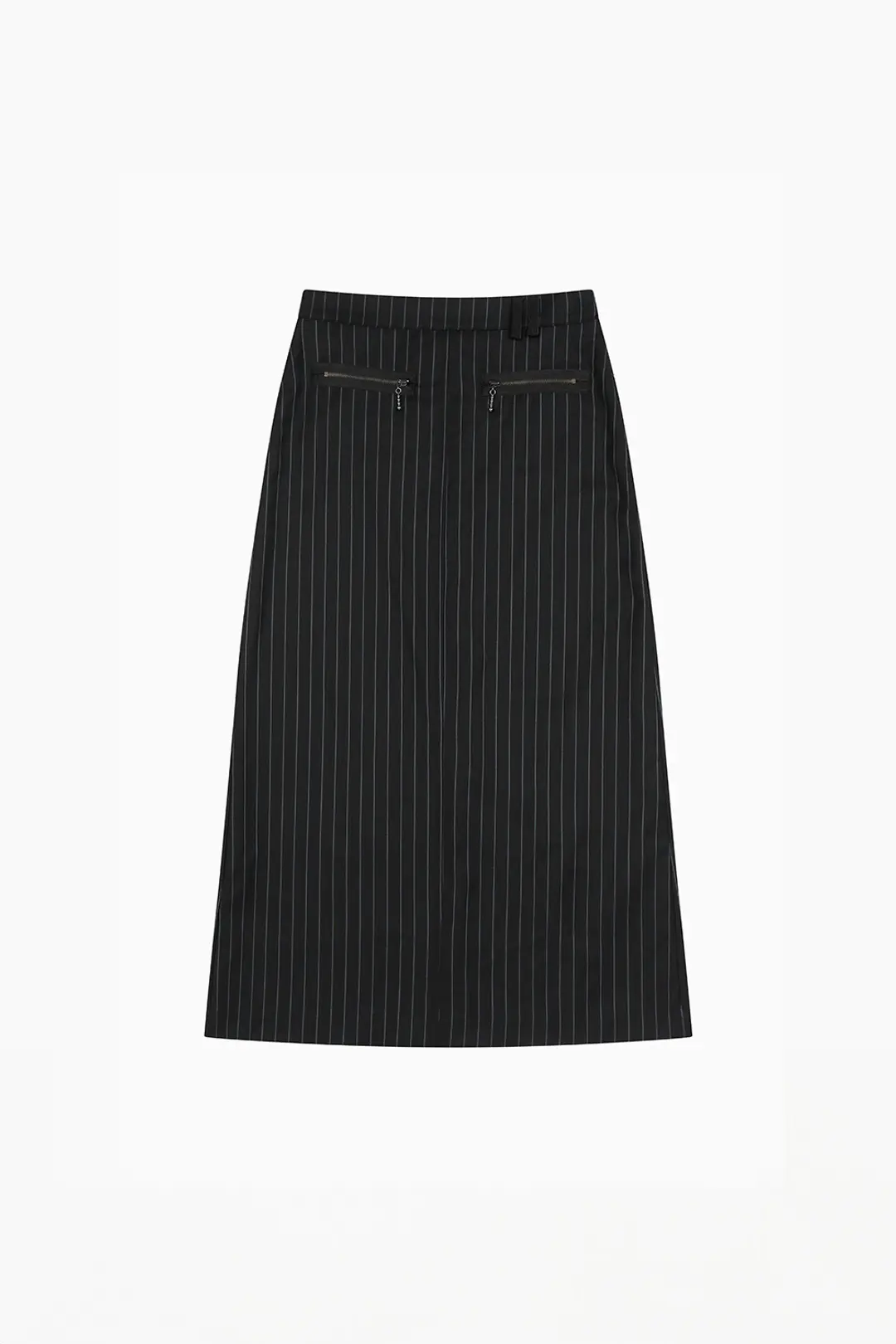 STRIPE SLIT LONG SKIRT, BLACK