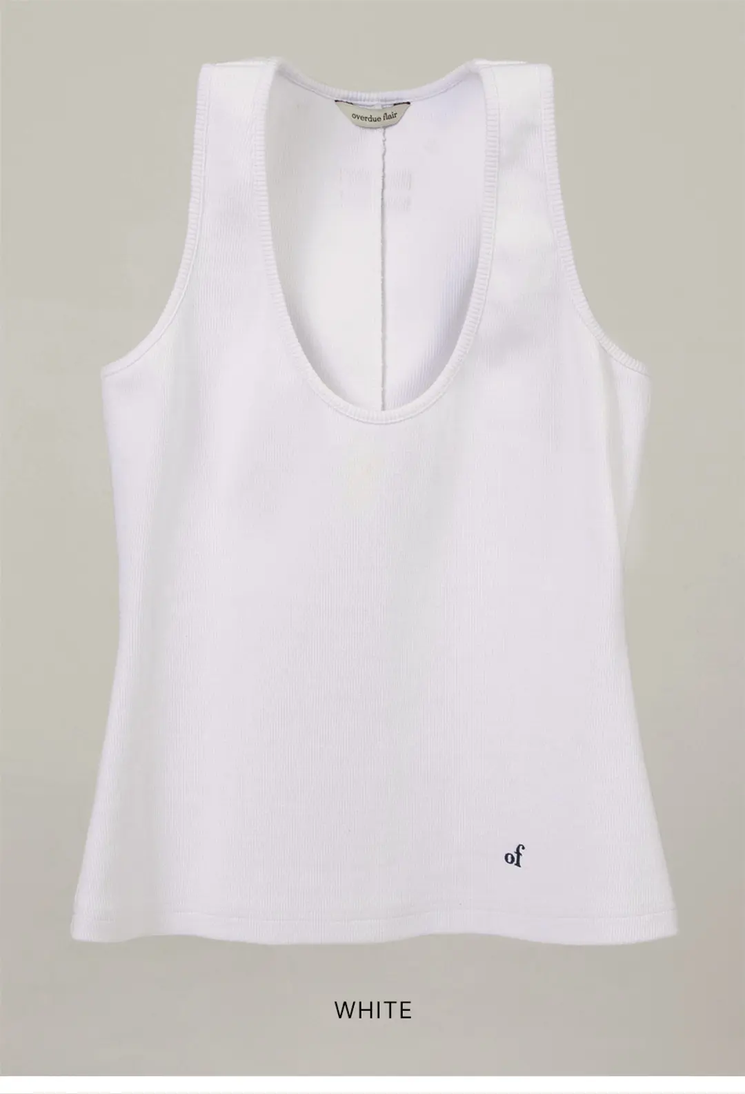 RIBBED COTTON U NECK TOP_WHITE