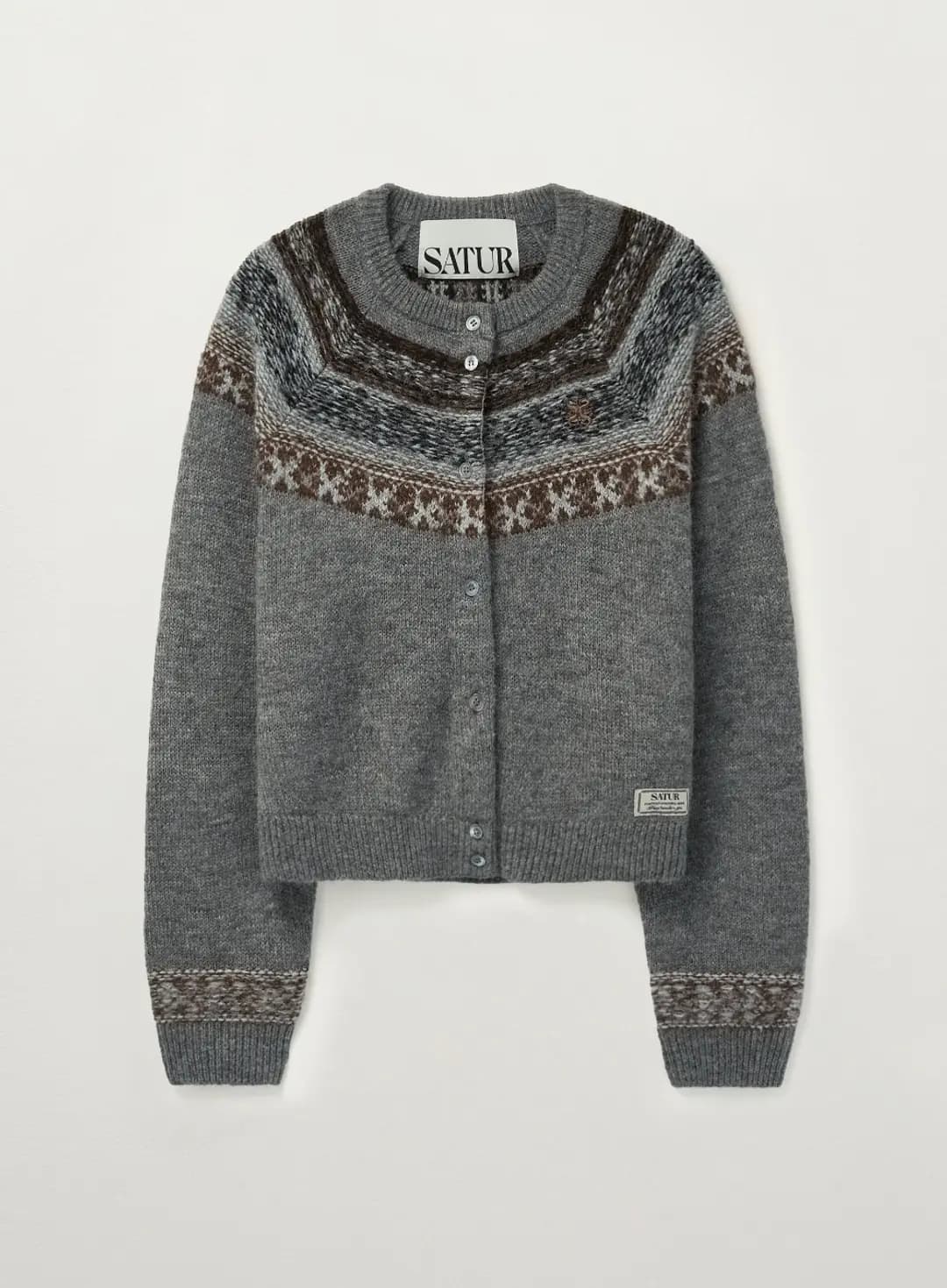 (W) Nordic Reverse Knit Cardigan - Charcoal