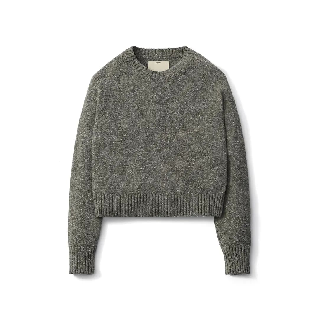 여성 코튼 린넨 컴포트 크루넥 니트_포레스트