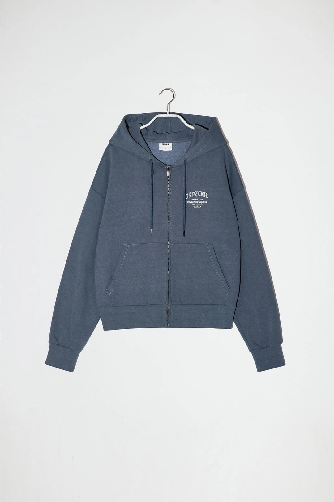VINTAGE WASHED ZIP UP HOODIE - BLUE